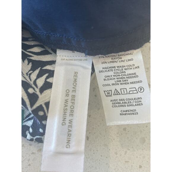 LOFT Pull On Shorts Bird Floral Print Linen Blend Size Medium - Picture 5 of 5